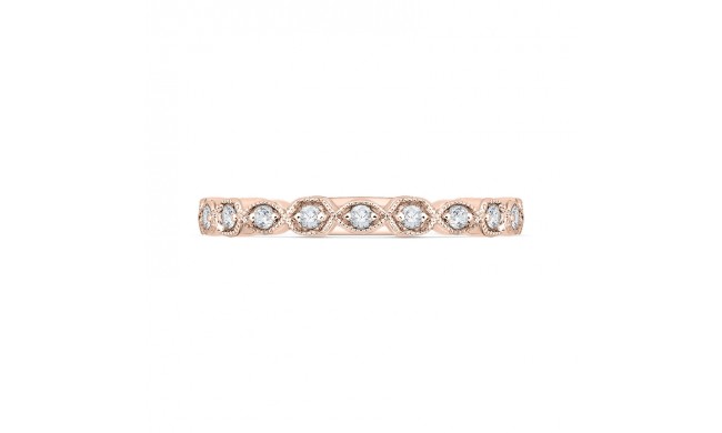 Shah Luxury 14K Rose Gold Round Diamond Wedding Band