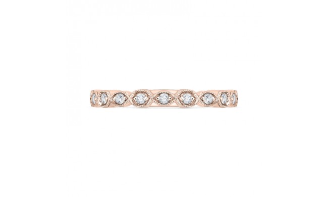 Shah Luxury 14K Rose Gold Round Diamond Wedding Band