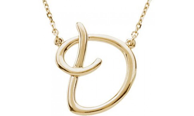 14K Yellow Script Initial D 16 Necklace