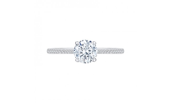 Shah Luxury 14K White Gold Round Diamond Engagement Ring (Semi-Mount)