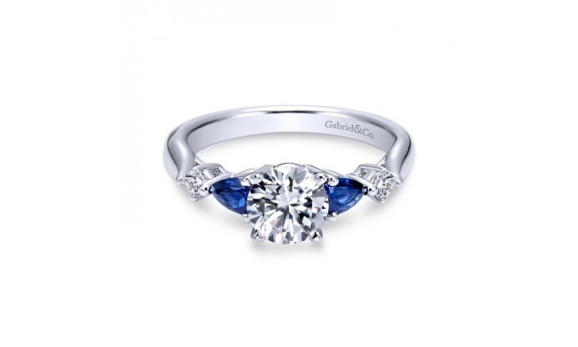 Gabriel & Co. 14k White Gold Contemporary 3 Stone Diamond & Gemstone Engagement Ring