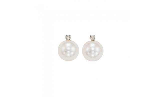 Gems One 14Kt White Gold Diamond (1/20Ctw) & Pearl (1 Ctw) Earring