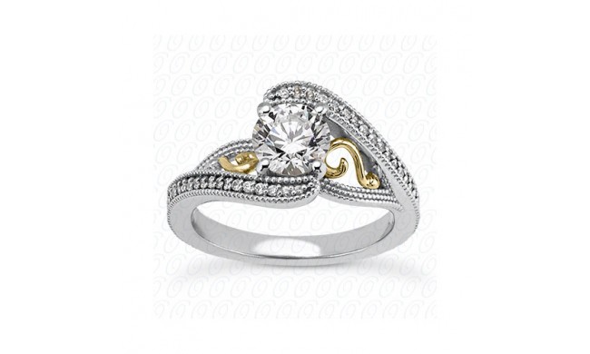 14k White Gold Diamond Semi-Mount Antique Engagement Ring