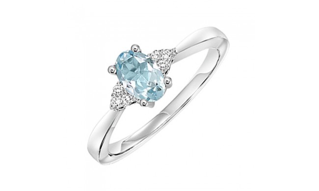 Gems One 10Kt White Gold Diamond (1/20Ctw) & Aquamarine (3/8 Ctw) Ring