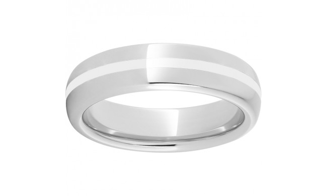 Serinium Domed Band with 1mm White Enamel Inlay