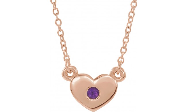 14K Rose Amethyst Heart 16 Necklace