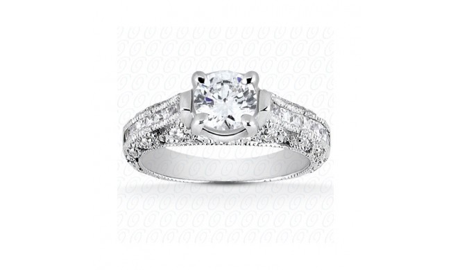 14k White Gold Diamond Semi-Mount Antique Engagement Ring