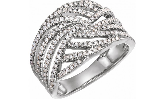 14K White 1/2 CTW Diamond Accented Criss-Cross Ring