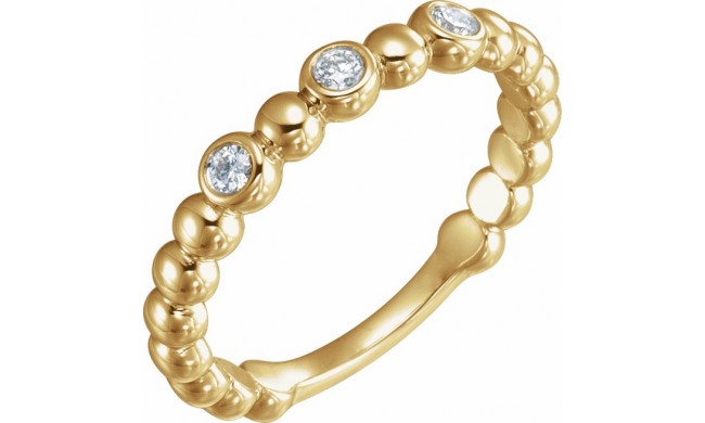 14K Yellow 1/8 CTW Diamond Beaded Ring