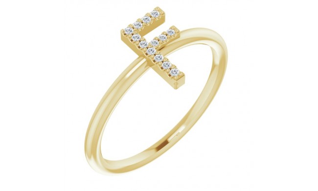 14K Yellow .06 CTW Diamond Initial F Ring