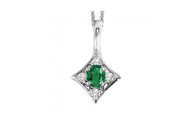 Gems One 14Kt White Gold Diamond (1/20Ctw) & Emerald (1/6 Ctw) Pendant