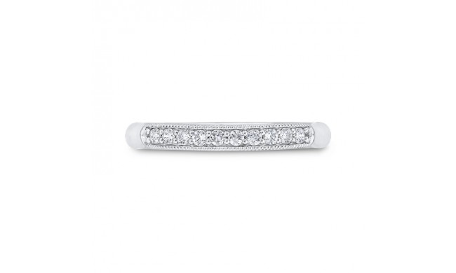 Shah Luxury 14K White Gold Diamond Wedding Band with Milgrain