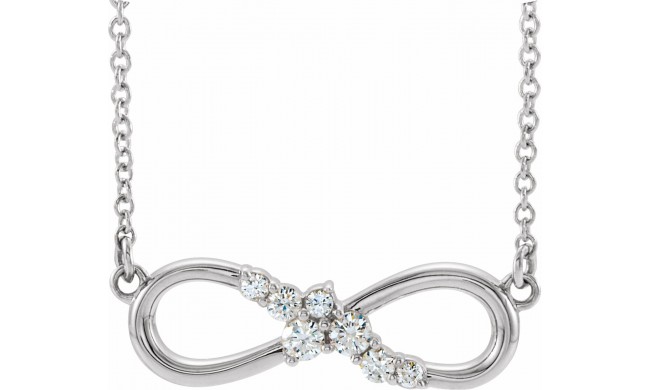 14K White 1/8 CTW Diamond Infinity-Inspired Bar 18 Necklace