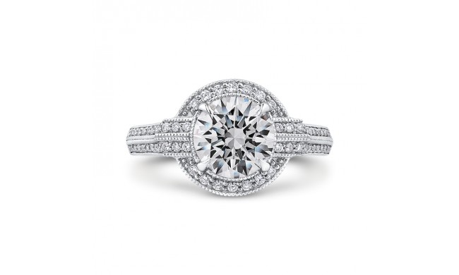 Shah Luxury 14K White Gold Round Diamond Cathedral Style Engagement Ring (Semi-Mount)