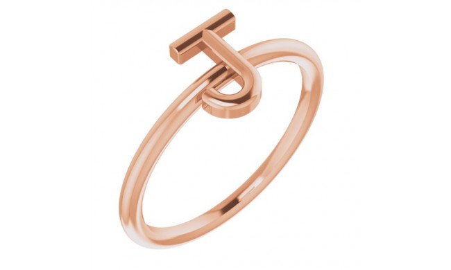 14K Rose Initial J Ring