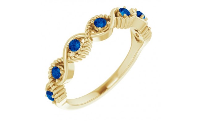 14K Yellow Blue Sapphire Stackable Ring