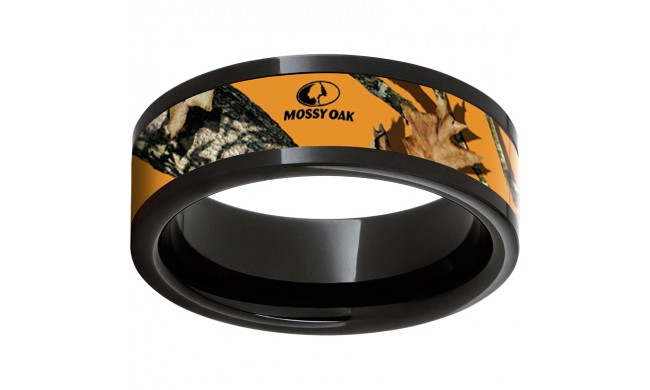 Black Diamond Ceramic Pipe Cut Band with Mossy Oak Blaze Inlay