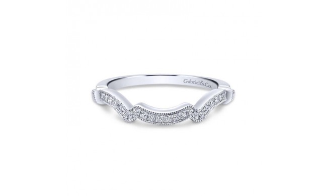 Gabriel & Co. 14k White Gold Victorian Curved Wedding Band