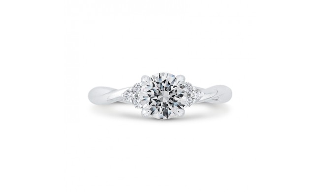 Shah Luxury 14K White Gold Round Cut Diamond Engagement Ring (Semi-Mount)