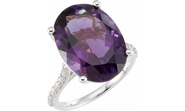 14K White Amethyst & 1/4 CTW Diamond Ring