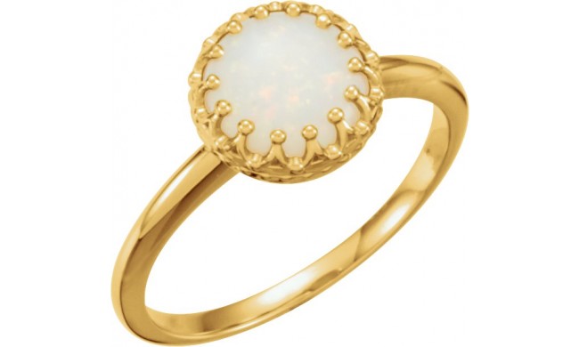 14K Yellow 8 mm Round Opal Ring