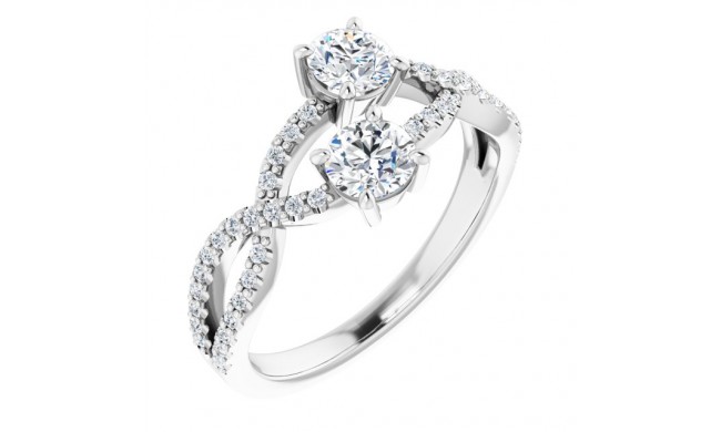 14K White 3/4 CTW Diamond Two-Stone Ring