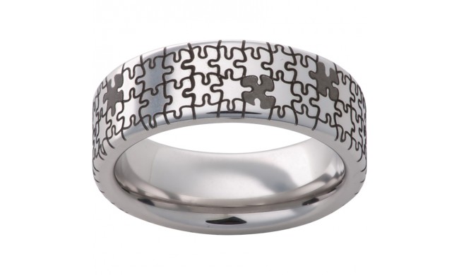 Serinium Pipe Cut Band with Puzzle Laser Engraving