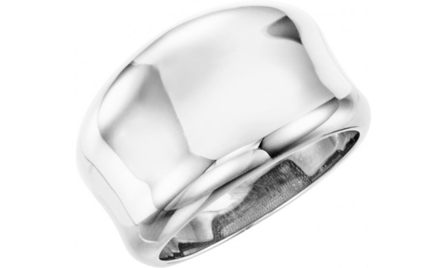 14K White Concave Ring