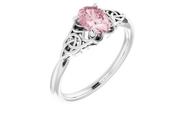 14K White Morganite Celtic-Inspired Ring