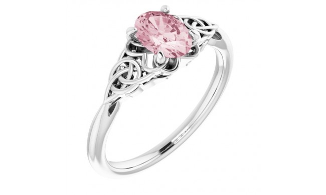 14K White Morganite Celtic-Inspired Ring