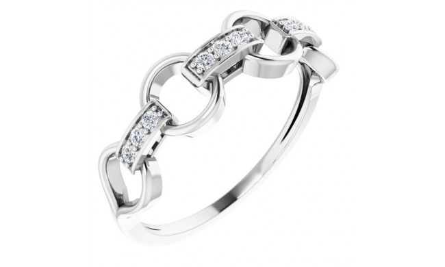 14K White 1/10 CTW Diamond Link Ring