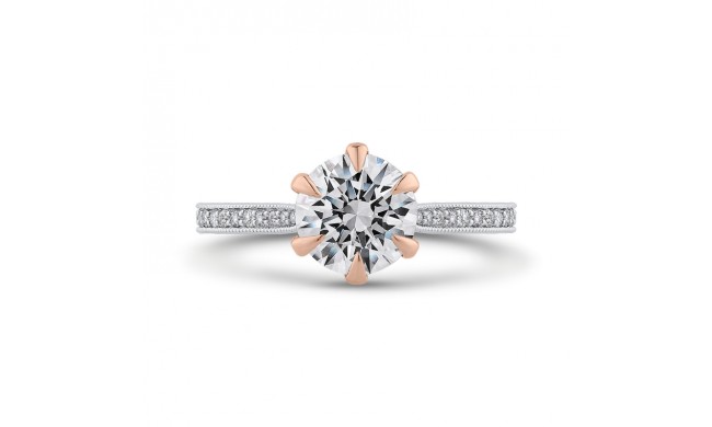 Shah Luxury 14K Two-Tone Gold Diamond Engagement Ring (Semi-Mount)
