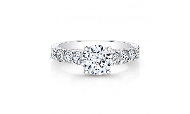 18k White Gold Prong and Bezel Set Round Diamond Engagement Ring