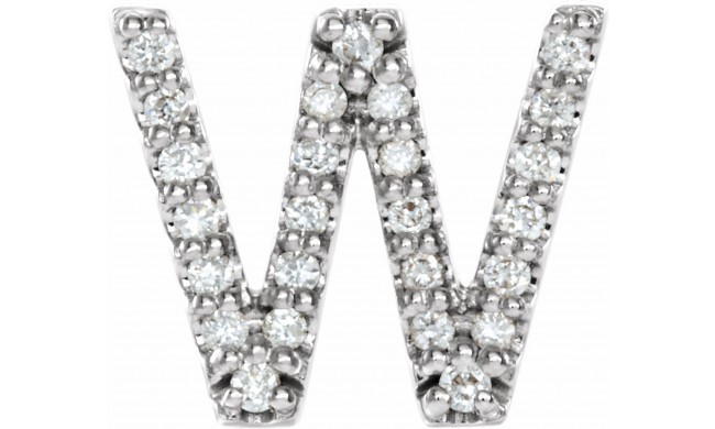 14K White .07 CTW Diamond Single Initial W Earring
