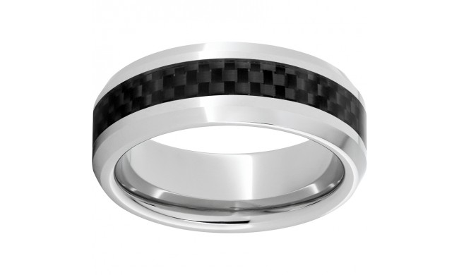 Serinium Beveled Edge Band with Black Carbon Fiber Inlay