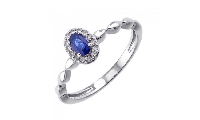 Gems One 10Kt White Gold Diamond (1/12Ctw) & Sapphire (1/3 Ctw) Ring