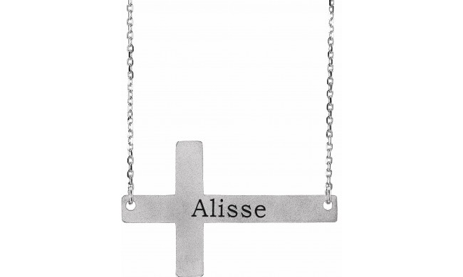 14K White Sideways Cross 16-18 Necklace