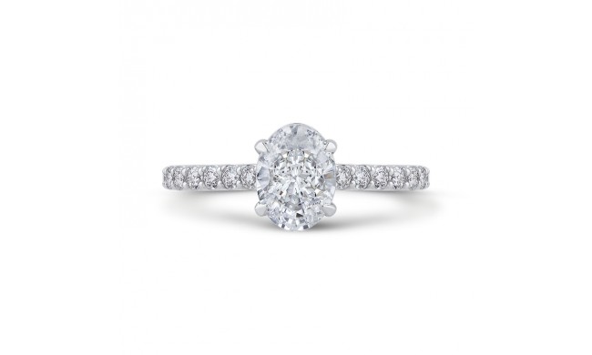 Shah Luxury Oval Diamond Engagement Ring In 14K White Gold (Semi-Mount)