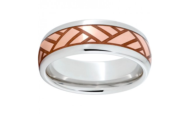Serinium Domed Band with Copper Inlay and Volley Laser Engraving