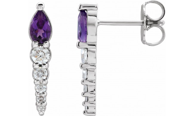 14K White Amethyst & 1/4 CTW Diamond Earrings