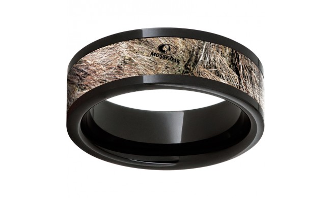 Black Diamond Ceramic Pipe Cut Band with Mossy Oak Brush Inlay