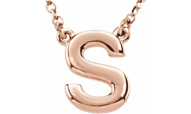 14K Rose Block Initial S 16 Necklace