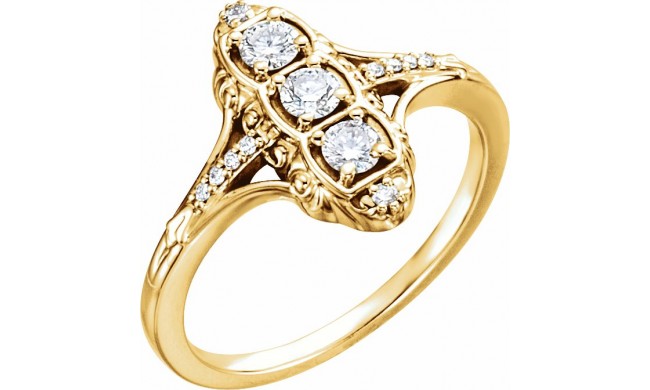 14K Yellow 1/3 CTW Diamond 3-Stone Ring