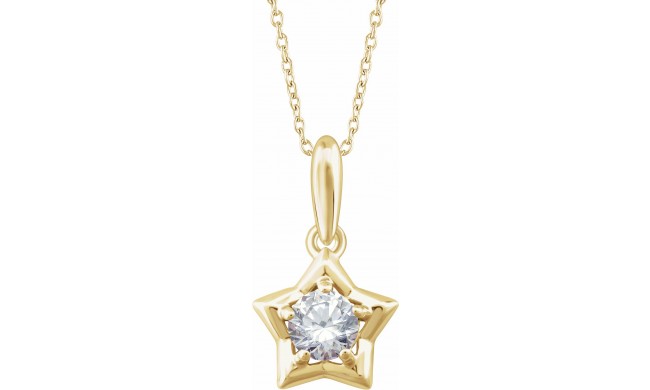 14K Yellow 3 mm Round April Youth Star Birthstone 15 Necklace