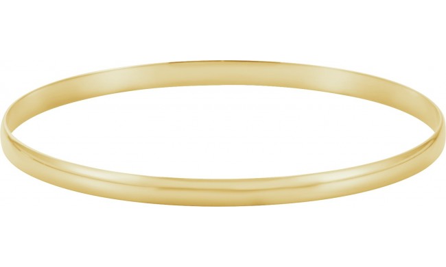 14K Yellow 4 mm Half Round Bangle 7 1/2 Bracelet