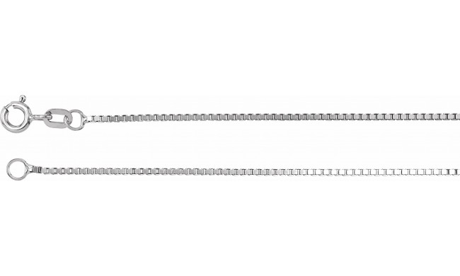 14K White 1 mm Solid Box 7 Chain