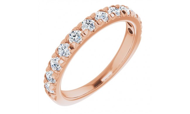 14K Rose 3/4 CTW Diamond French-Set Anniversary Band