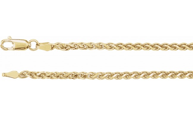 14K Yellow 2.75 mm Diamond Cut Wheat 7 Chain