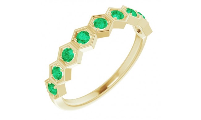 14K Yellow Emerald Stackable Ring