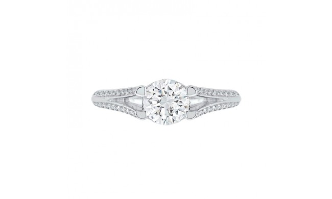 Shah Luxury 14K White Gold Round Diamond Engagement Ring with Split Shank (Semi-Mount)